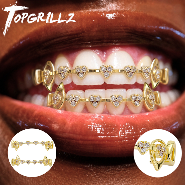 Body Jewelry Lot - TOPGRILLZ Oyuk Kalp Diş Grillz Seti