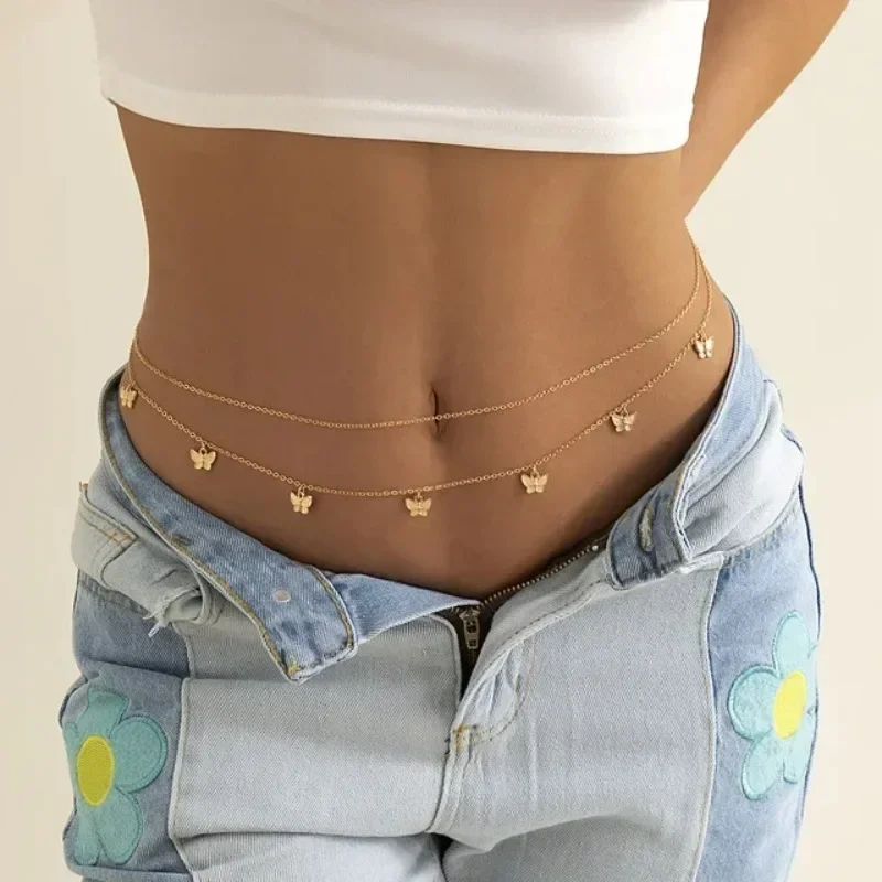 Body Jewelry Waist Chains - Yeni Charm Seksi Çift Katmanlı Kelebek