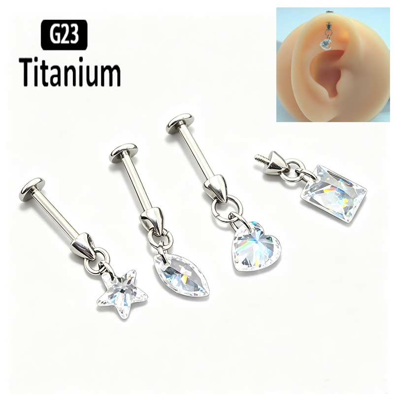 Body Jewelry Vertical Labret - G23 Titanyum Piercing Dikey İç Dişli