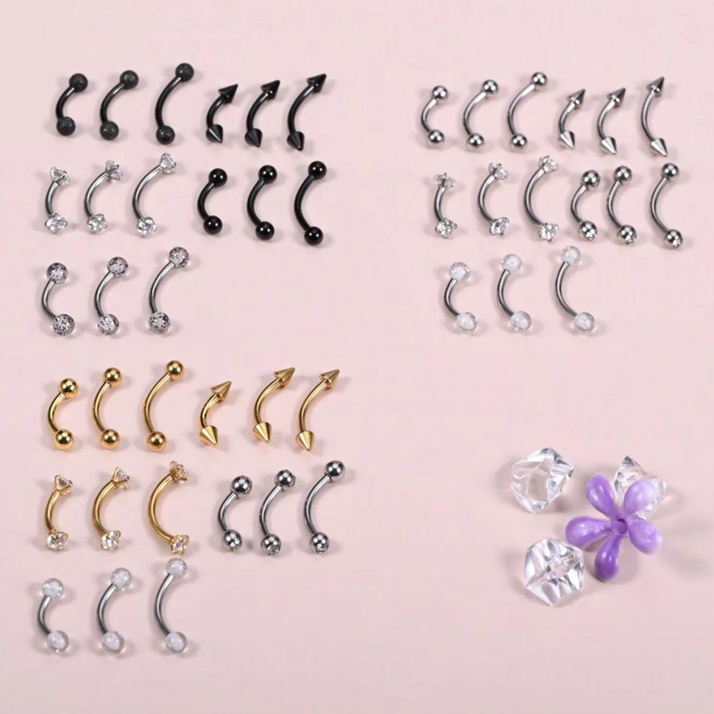 Body Jewelry Vertical Labret - 15 Parça Set 16g Piercing Takıları