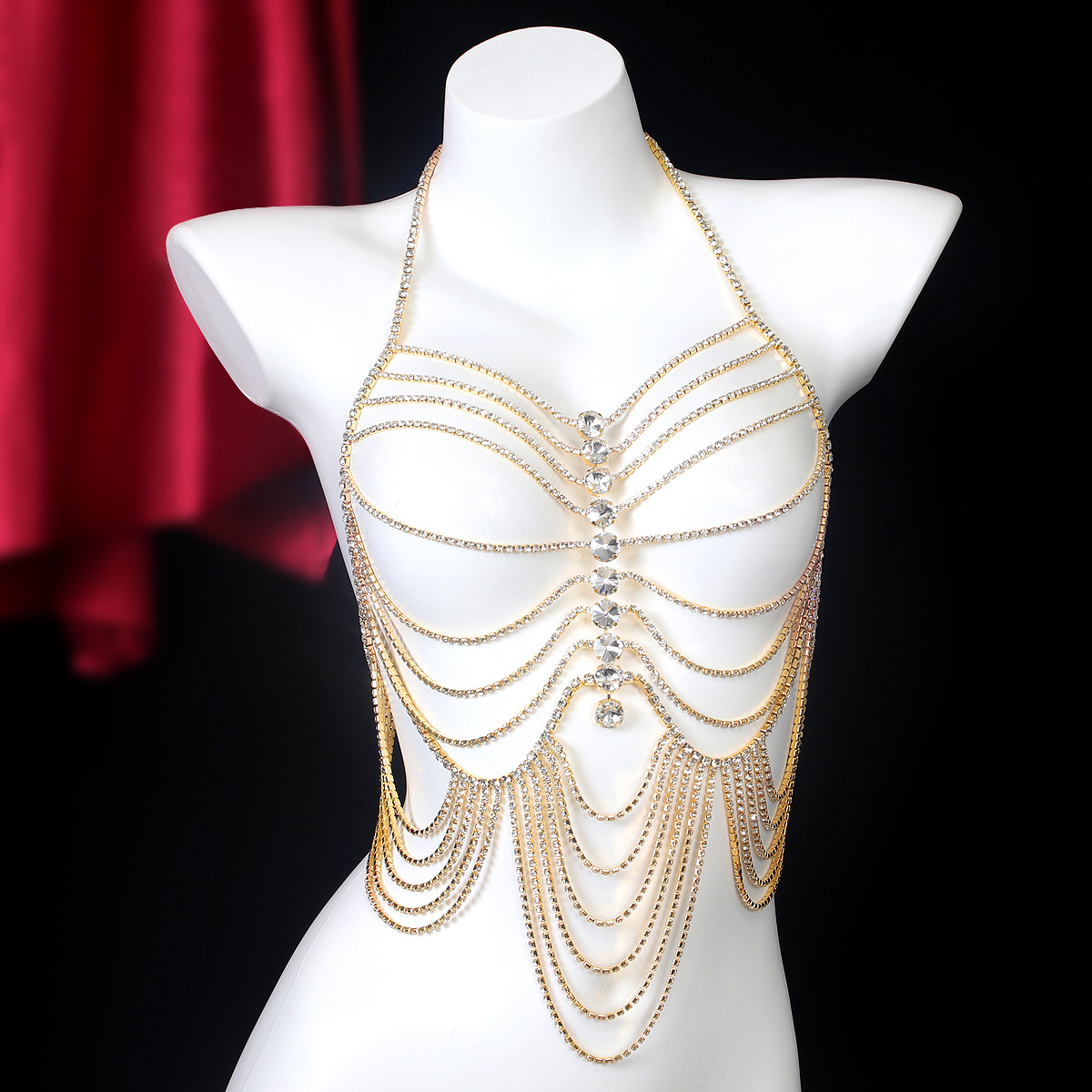 Body Jewelry Harness - Lüks şerit püsküller Retro tarzı taklidi