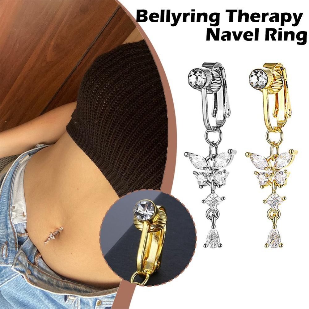 Body Jewelry Materials - Kelebek Tasarımlı Klipsli Göbek Deliği Zirkonyum