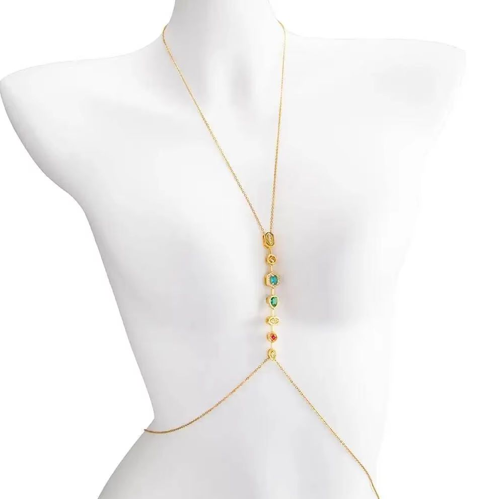 Body Jewelry Waist Chains - PuRui Zarif Renkli Zirkon Paslanmaz Çelik