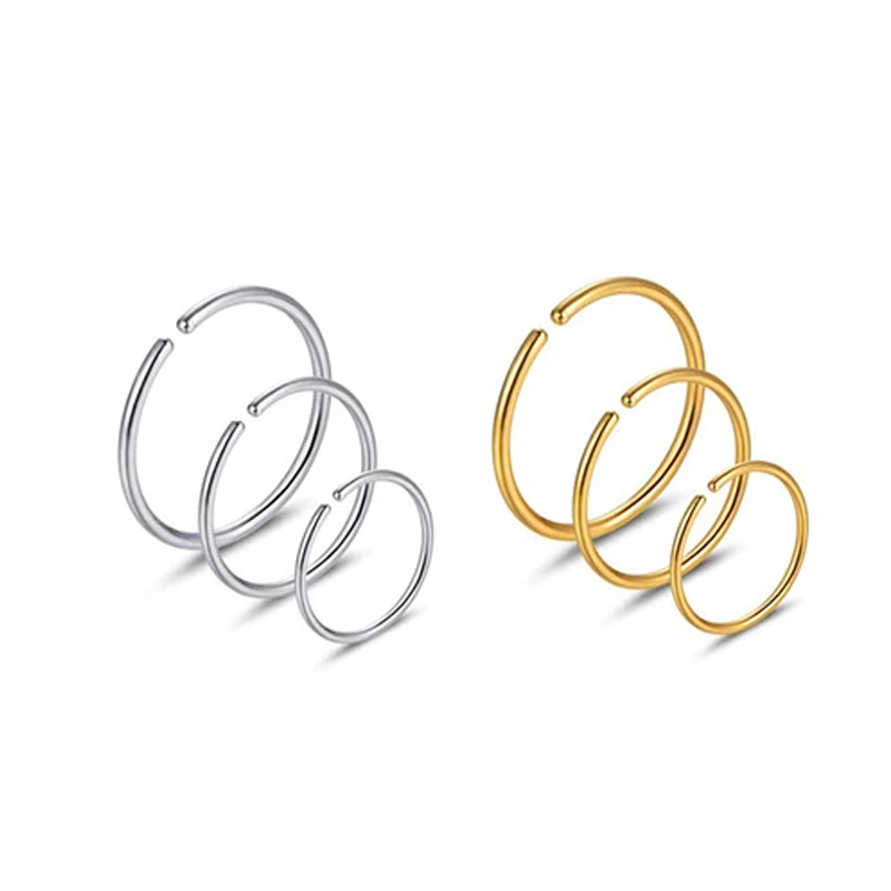 Body Jewelry Lot - 6 adet/grup hipoalerjenik burun halkaları çemberler