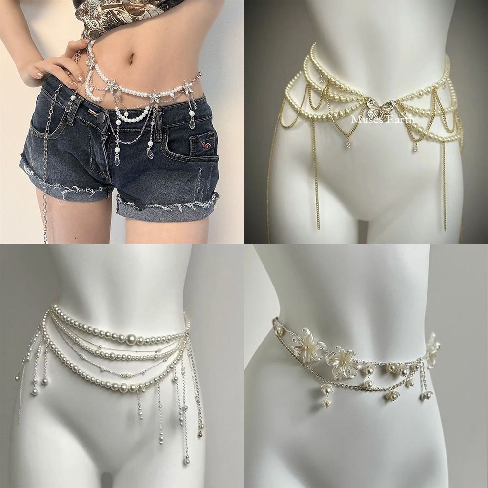 Body Jewelry Waist Chains - Moda Zarif İnci Bel Zincirleri Bel