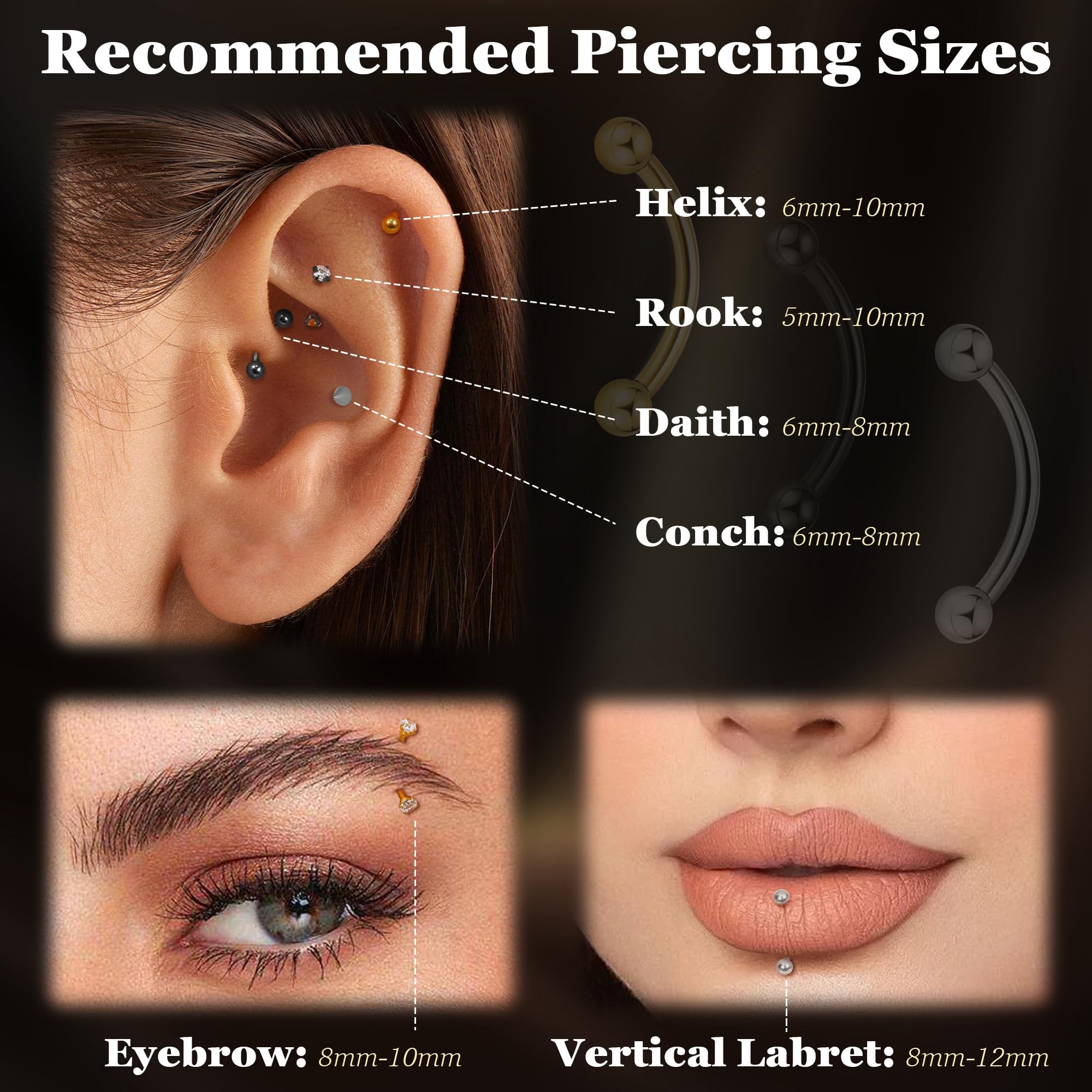 16G G23 Titanyum Kaş Piercing  - Body Jewelry Vertical Labret incelemesi ve fiyatı