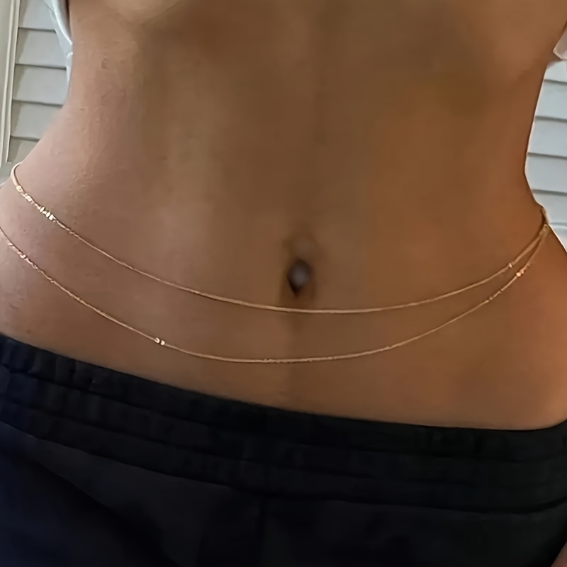 1Çift katmanlı altın metal bel - Body Jewelry Waist Chains incelemesi ve fiyatı