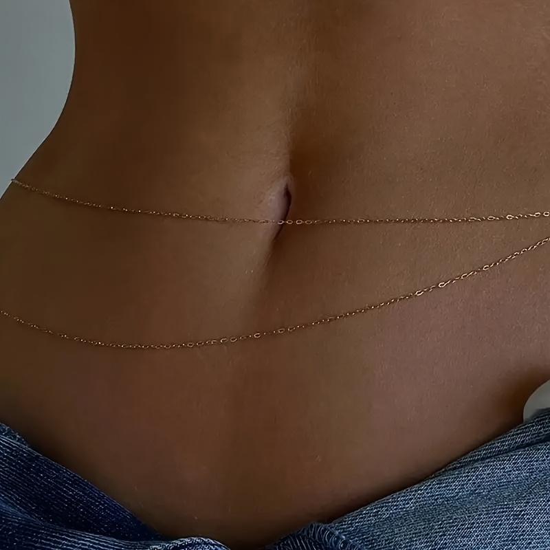 1Çift katmanlı altın metal bel - Body Jewelry Waist Chains incelemesi ve fiyatı