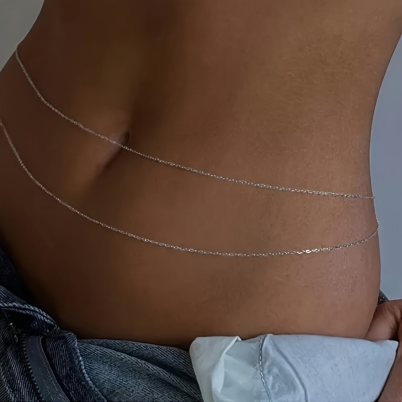 1Çift katmanlı altın metal bel - Body Jewelry Waist Chains incelemesi ve fiyatı
